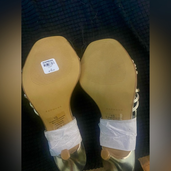 Sexy gold tie up heel sandal size 10 Express NWT - Picture 4 of 7